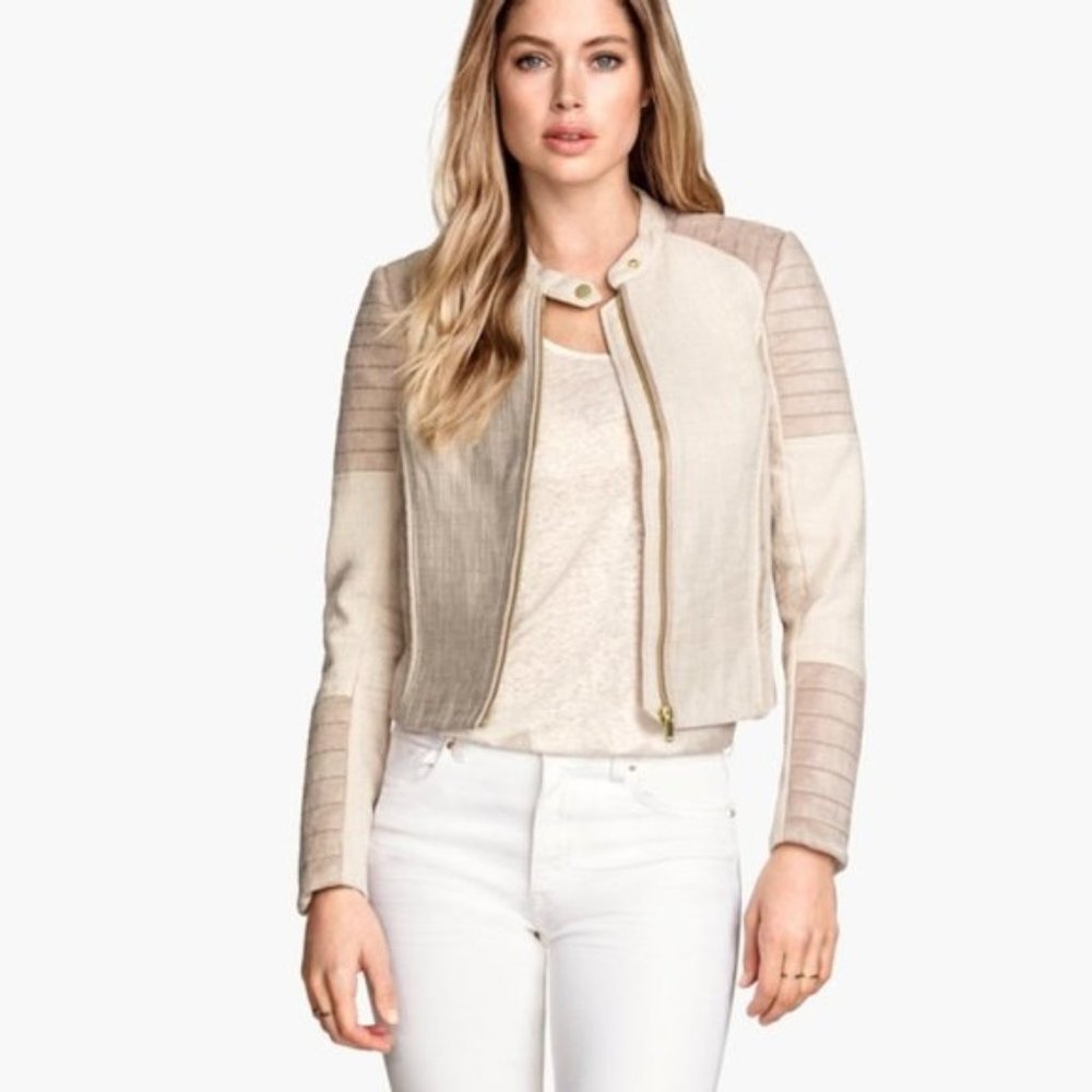 H&M beige biker jacket